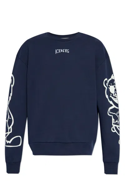 Iceberg Logo Embroidered Crewneck Sweatshirt In Blue