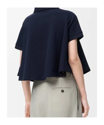 Loewe Womens Dark Navy Trapeze Cropped Cotton Polo Shirt In Blue
