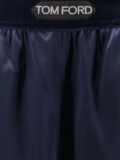 Tom Ford Stretch Silk Pajamas Trousers In Blue