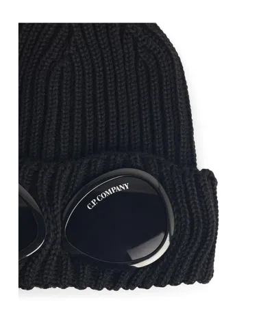C.p. Company Cp Company Merino Wool Goggle Beanie In Black