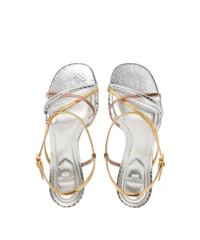 Fendi Ffold Multicolour Metallic Ayers High-heeled Sandals Shoes