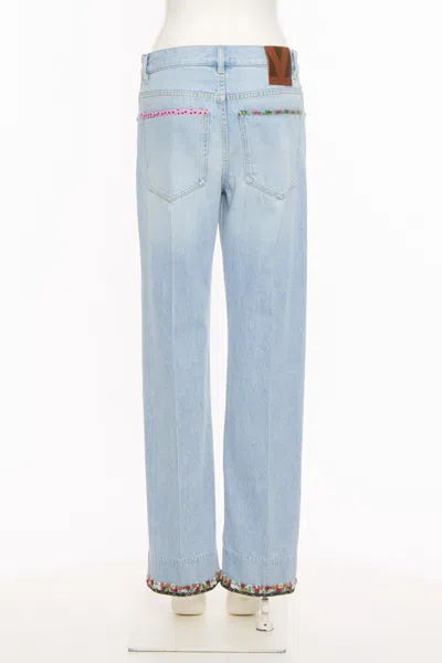 Valentino Embroidered Denim Trousers Woman Light Denim 28