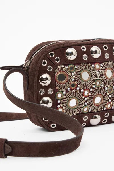 Valentino Mirror-embellished Stud-detailed Shoulder Bag