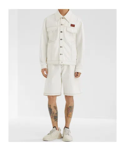 Fendi Logo Patch Oversized Jeans Jacket In White