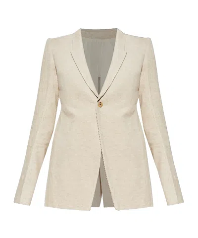 Rick Owens Long Sleeve Blazer In White