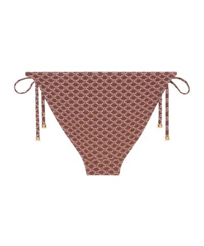 Celine Triomphe Swimsuit Bottom In Monogram Matte Jersey In Brown