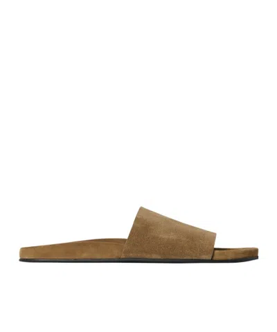 The Row Hugh Suede Sandals In Brown