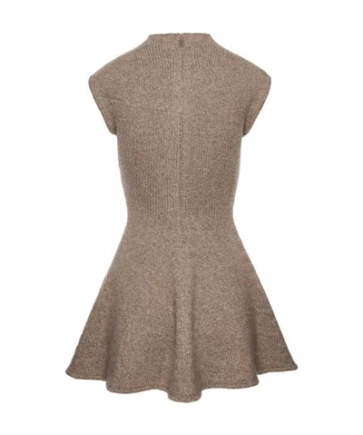 Magda Butrym Marled Knit Skater Dress In Beige In Brown