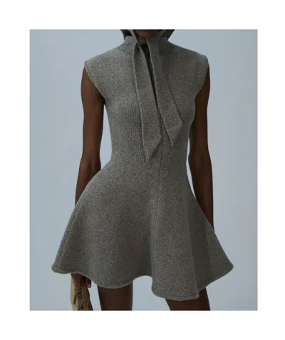 Magda Butrym Marled Knit Skater Dress In Beige In Brown