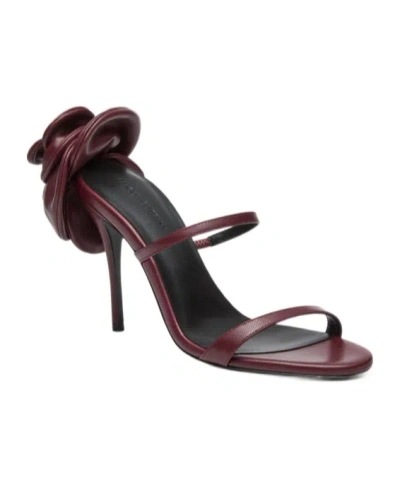 Magda Butrym Flower-embellished Leather Sandals In Burgundy