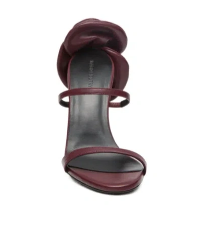 Magda Butrym Flower-embellished Leather Sandals In Burgundy