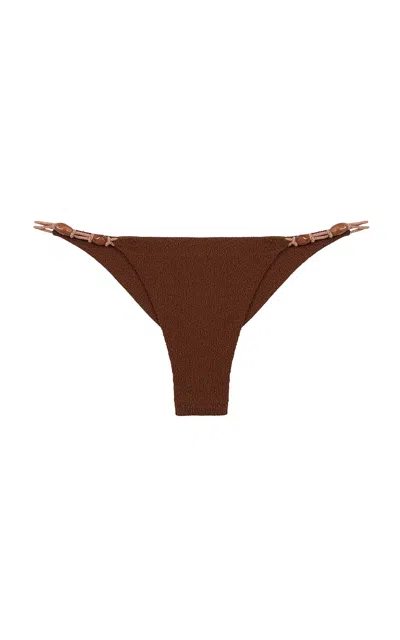 Vix Corsica Beaded Bikini Bottom In Brown