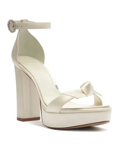Alexandre Birman Clarita Satin Platform Block-heel Sandals In White