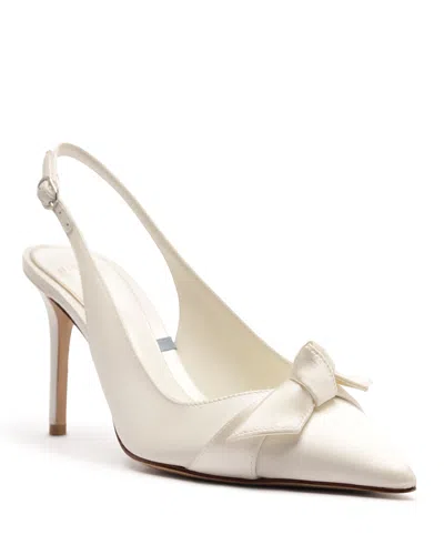 Alexandre Birman Classic Clarita Satin Slingback Pumps In White