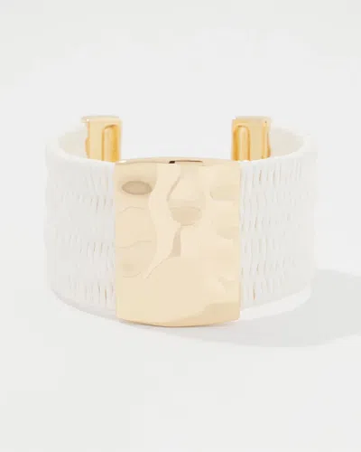 White House Black Market Ecru Raffia + Gold Cuff |