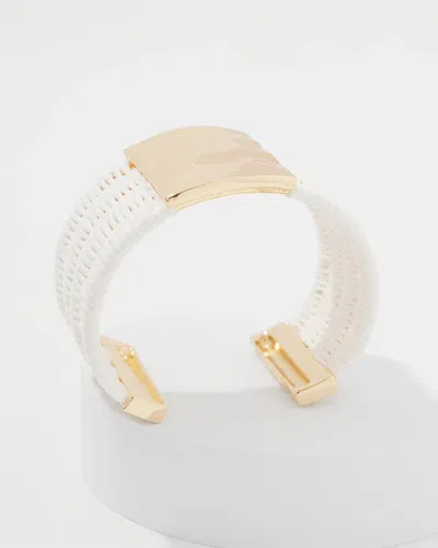 White House Black Market Ecru Raffia + Gold Cuff |