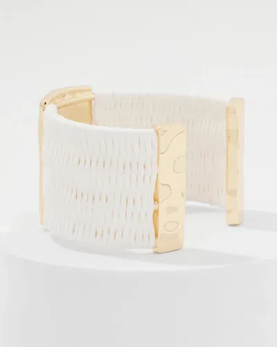 White House Black Market Ecru Raffia + Gold Cuff |