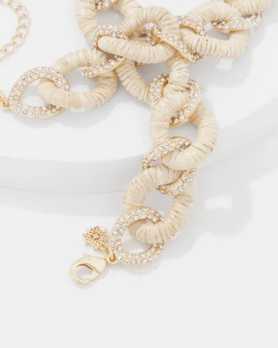White House Black Market Natural Raffia + Crystal Link Necklace |