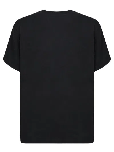 Jw Anderson Black Crewneck T-shirt With Logo Lettering Embroidery On The Front In Cotton Man In Black