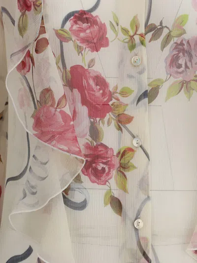 Blumarine Women Floral Silk Chiffon Shirt