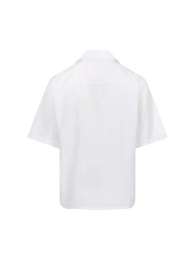 Marni White Poplin Bowling Hidden Logo Shirt In White