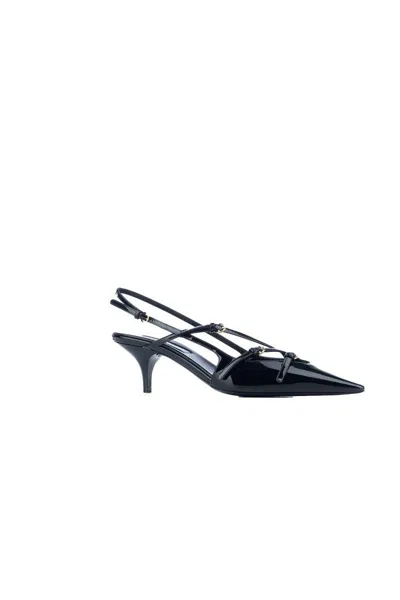 Miu Miu Buckle-embellished Slingback Pumps In Black