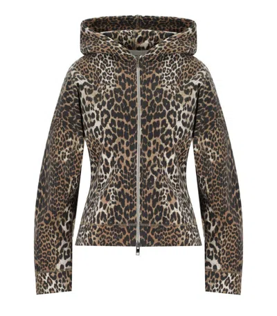 Ganni Fitted Organic Cotton Animal Print Hoodie In Animal Print