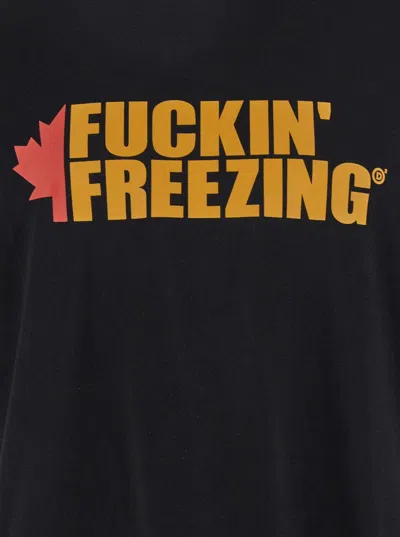 Dsquared2 Black Crewneck T-shirt With Print On The Front And Logo Lettering On The Rear In Cotton Man In Black