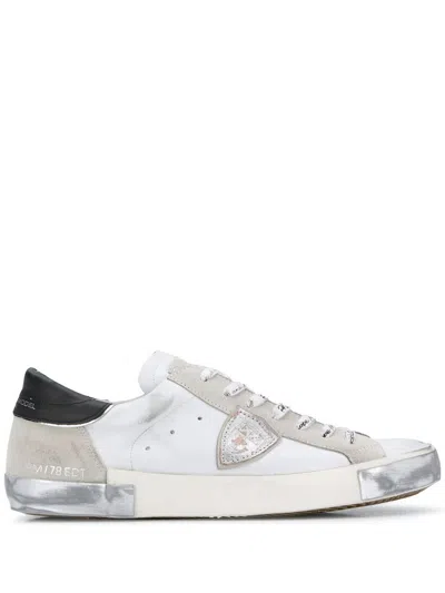 Philippe Model Calf Leather Prsx Sneakers In Vintage-effect In White