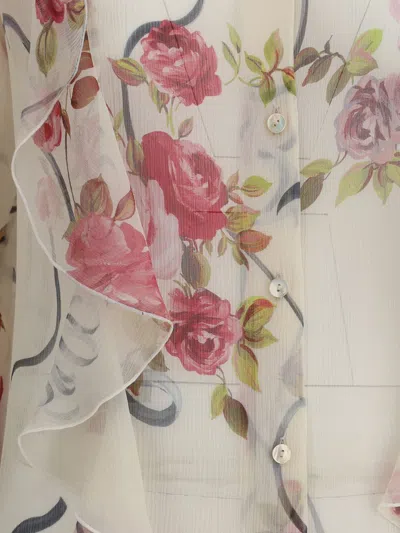 Blumarine Women Floral Silk Chiffon Shirt