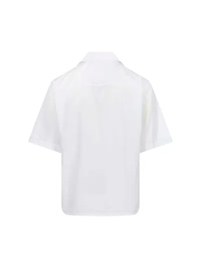 Marni White Poplin Bowling Hidden Logo Shirt In White
