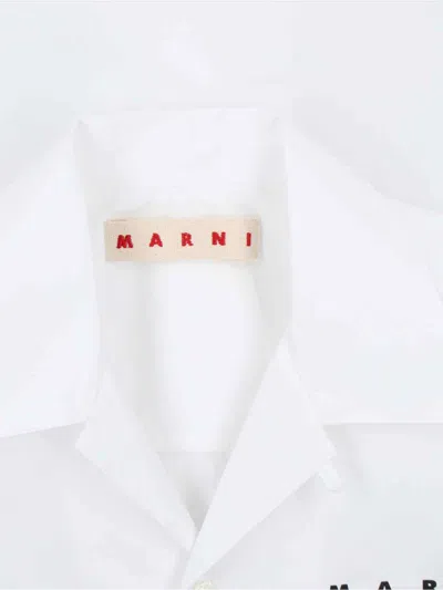 Marni White Poplin Bowling Hidden Logo Shirt In White