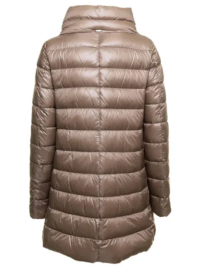 Herno Ameli Midi Down Jacket In Neutral