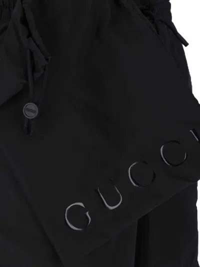 Gucci Technical Poplin Swim Shorts In Black
