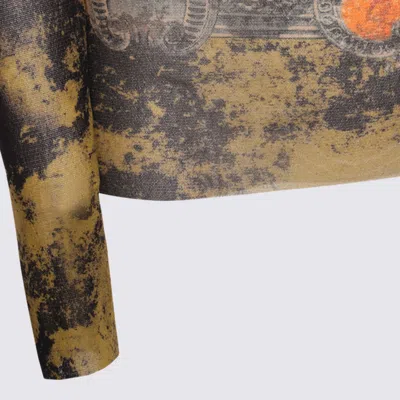 Jean Paul Gaultier Graphic Print Sheer Fabric Tops In Orange