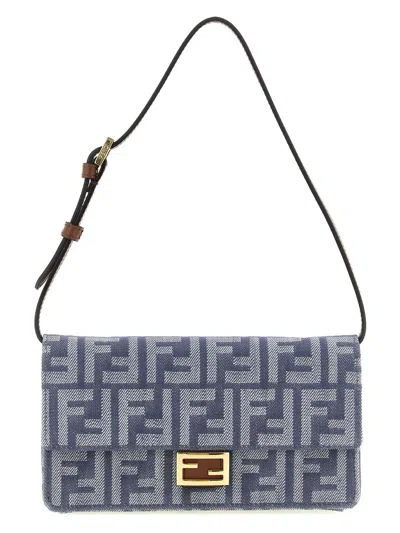 Fendi Portafoglio In Denim Ricamato  Donna
