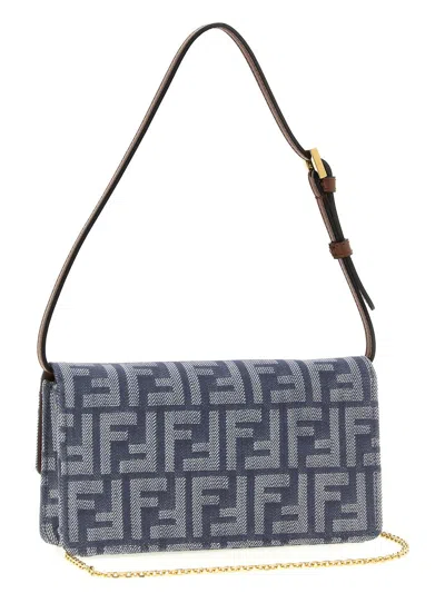 Fendi Portafoglio In Denim Ricamato  Donna