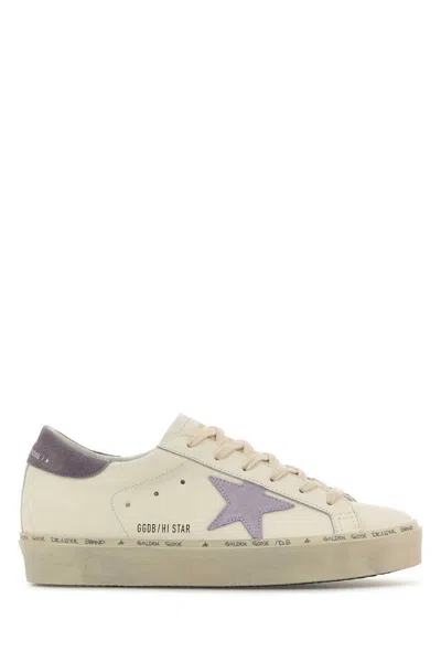 Golden Goose Sneakers Hi Star Classic In Pelle Bianca Donna In Multi