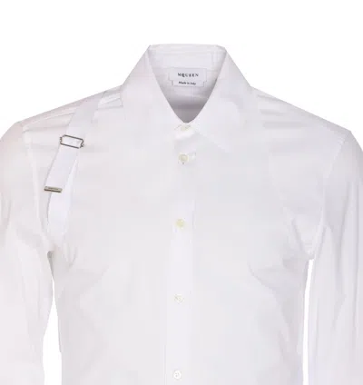 Alexander Mcqueen Structured Button-down Collar Shirt With Buckle In White