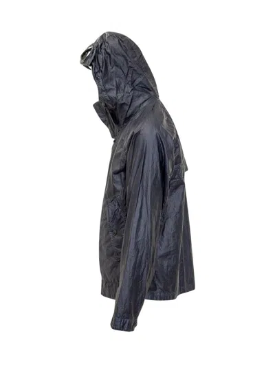 C.p. Company Goggle Waxed Jacket In Blue