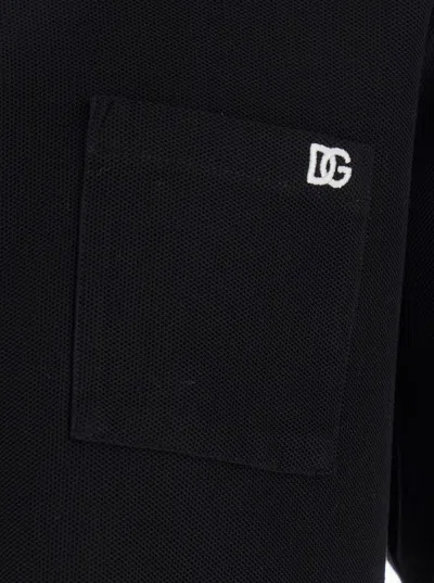 Dolce & Gabbana Black Crewneck T-shirt With Logo Embroidery On The Front In Black