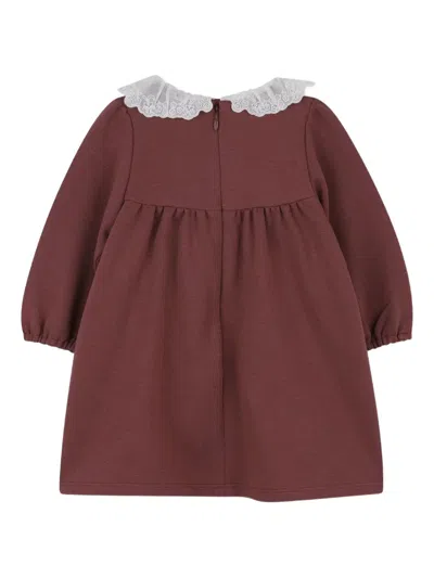 Chloé Ruffled Long-sleeve Dress In Brown