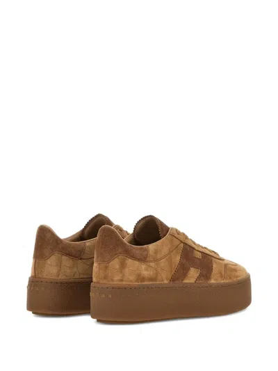 Hogan Low Top Sneakers Platform Sole In Brown