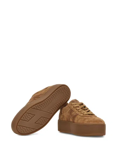 Hogan Low Top Sneakers Platform Sole In Brown