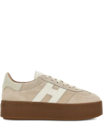 Hogan H698 Plaform Sneakers In Gold