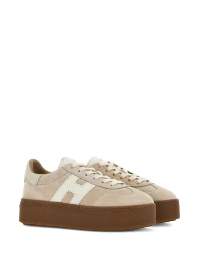 Hogan H698 Plaform Sneakers In Gold