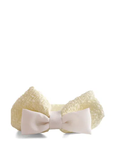Self-portrait Bouclé Bow-detail Headband In Neutral