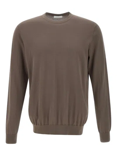Diktat Crew-neck Cotton Sweater In Brown