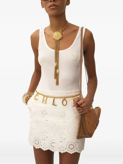 Chloé Broderie-anglaise Skirt In White