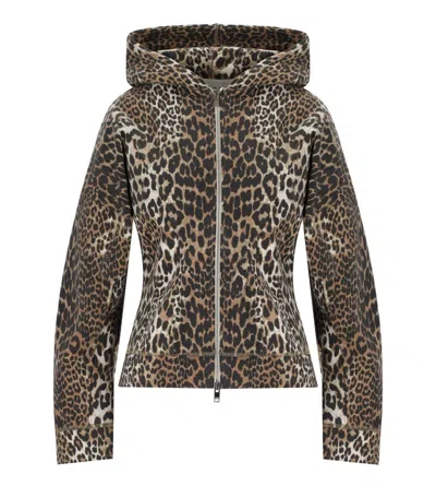 Ganni Fitted Organic Cotton Animal Print Hoodie In Animal Print